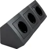 A dark gray power strip with three outlets and two USB ports, shown from a side angle against a white background. Produktbild-Vorschau