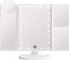 A white tri-fold makeup mirror with LED lights and a power button. Produktbild-Vorschau