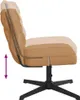 Side view of a beige office chair with adjustable height indicated by a purple arrow. Podgląd zdjęcia produktu