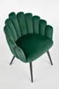 A dark green velvet chair with a fan-shaped back and black legs, photographed against a white background. Náhled obrázku produktu