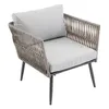 A single outdoor lounge chair with gray cushions and a woven rope frame. Podgląd zdjęcia produktu
