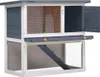 vidaXL Kaninchenstall 1 Tür Grau Holz Produktbild-Vorschau 1