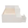 A white bed frame with wooden slats and built-in storage drawers. Produktbild-Vorschau