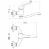 Technical drawing of a faucet with dimensions. Podgląd zdjęcia produktu