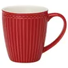 A red mug with a white interior is shown against a white background. Produktbild-Vorschau