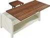A white coffee table with a lift-top surface in a walnut finish, shown with the lift-top extended. Náhled obrázku produktu