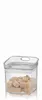 A clear plastic food storage container filled with brown sugar cubes, shown against a white background. Voir les images du produit