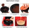 The image shows the operation steps for using reusable coffee capsules with a coffee machine. Produktbild-Vorschau