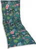 A lounge chair cushion with a tropical flamingo and floral pattern. Produktbild-Vorschau