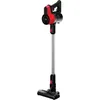 A red and black cordless vacuum cleaner is shown against a white background. Voir les images du produit