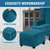 (Peacock Blue) Square Stool Cover Stretch Ottoman Cover Náhled obrázku produktu 3