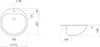 Technical drawing of a sink with dimensions. Produktbild-Vorschau