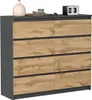 VBChome Comò con 8 cassetti antracite con rovere 120 x 39 x Anteprima dell’immagine prodotto 1
