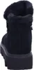 A back view of a black winter boot with a thick sole and fur lining. Voir les images du produit