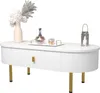 Sweiko Couchtisch mit zwei Schubladen, goldenen Griffen und Produktbild-Vorschau 1