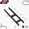 A diagram of a black metal H-shaped post anchor with dimensions and specifications. Podgląd zdjęcia produktu
