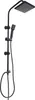 A black shower set with a rain shower head and a handheld shower head. Produktbild-Vorschau