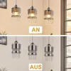 A split image showing three pendant lights in the top section and three pendant lights in the bottom section, with text labels 'AN' and 'AUS'. Anteprima dell’immagine prodotto