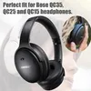 A close-up of black Bose QC35 headphones, with a faded image of a white pair of headphones in the background and a circular inset showing a person wearing the headphones. Voir les images du produit