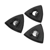 Three black triangular oscillating multitool sanding pads are arranged on a white background. Produktbild-Vorschau