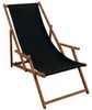 Liegestuhl schwarz Sonnenliege Gartenliege Holz Deckchair Produktbild-Vorschau 7