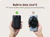 Two hands holding power banks, one with integrated cables and one with tangled cables, to illustrate the benefit of built-in cables. Produktbild-Vorschau