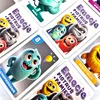 A collage of cards from a board game featuring cartoon monsters and text in Polish. Podgląd zdjęcia produktu
