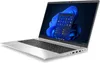 A silver HP ProBook laptop with a black keyboard is shown from a diagonal angle against a white background. The laptop screen displays the Windows 11 interface. Voir les images du produit