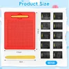A product image showing a red magnetic drawing board with a yellow stylus, and a set of 10 small magnetic drawing boards with various patterns. The image includes size dimensions and a '10PCS' label. Produktbild-Vorschau
