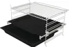 A close-up, studio shot of an oven rack and baking trays, presented against a white background. Produktbild-Vorschau