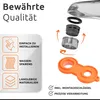Diagram showing faucet aerator parts and installation tool, with feature callouts. Produktbild-Vorschau