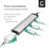 CELLONIC Multi HUB USB-C con 4 porte: 1x HDMI 4K@30hz, 1x Anteprima dell’immagine prodotto 3