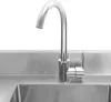 A close-up shot of a stainless steel kitchen sink with a faucet. Produktbild-Vorschau
