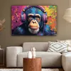 Leinwand Bilder 120x80 cm - Graffiti Schimpanse, moderne Produktbild-Vorschau 4