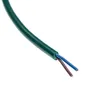 A close-up shot of a green power cord with two exposed wires, one blue and one brown, against a white background. Produktbild-Vorschau
