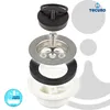 An exploded view of a sink drain assembly with a stopper. Produktbild-Vorschau