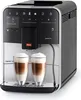 A Melitta Caffeo Barista T Smart F831-101 coffee machine with two glasses of coffee in front of it. Produktbild-Vorschau