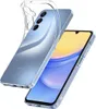 A clear protective phone case is shown over a smartphone. Produktbild-Vorschau