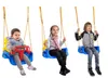 Three children are sitting on swings against a white background. Produktbild-Vorschau