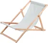 A light gray fabric deck chair with a wooden frame, shown against a white background. Produktbild-Vorschau