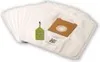 A stack of white vacuum cleaner bags with a small green tag and a brown cardboard insert. Produktbild-Vorschau
