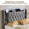 UnboxG Polsterbett 140x190 cm Grau mit LED & Stauraum, Samt Produktbild-Vorschau 5