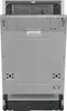 The back view of a dishwasher is shown, with its internal racks and metallic casing visible. Produktbild-Vorschau