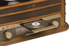 A close-up shot of a retro-style record player and CD player system. Náhled obrázku produktu