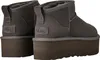 A pair of gray UGG platform boots shown from the back. Voir les images du produit