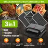 Extralink 3v1 Sendvičovač Vafľovač Kontaktný Gril 1000 W Náhľad obrázku produktu 9