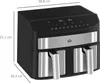 Frytkownica powietrzna HOMCOM Dual Zone 8 l, moc 2400 W, 2 Podgląd zdjęcia produktu 3