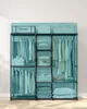A turquoise portable wardrobe filled with clothes and storage boxes. Náhled obrázku produktu