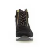 A black leather boot with gold zippers and laces, shown from the front on a white background. Produktbild-Vorschau