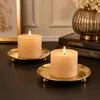 Set van 2 Gouden Kaarsenplateaus RVS – Ø 8,5 cm – Glanzend Productafbeelding-voorbeeld 3